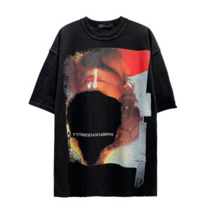 hip hop high street burning theme printing niche design t shirt men