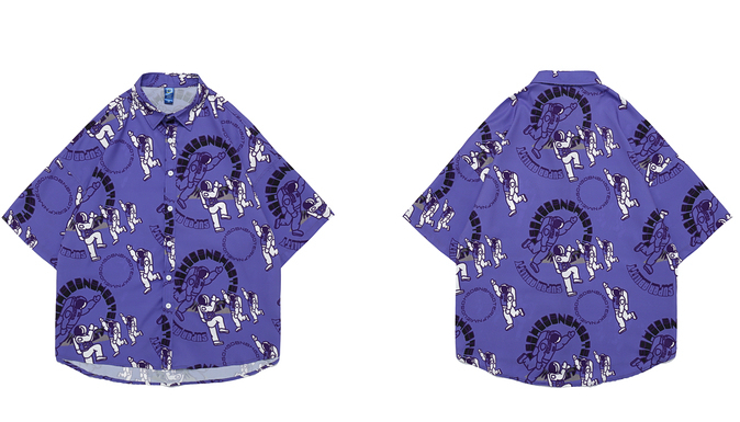 Retro Floral Full Print Short-Sleeved Street Fashion Street Lazy Couple Hong Kong Wind Ruffian Handsome Flower Shirt 1620968387002