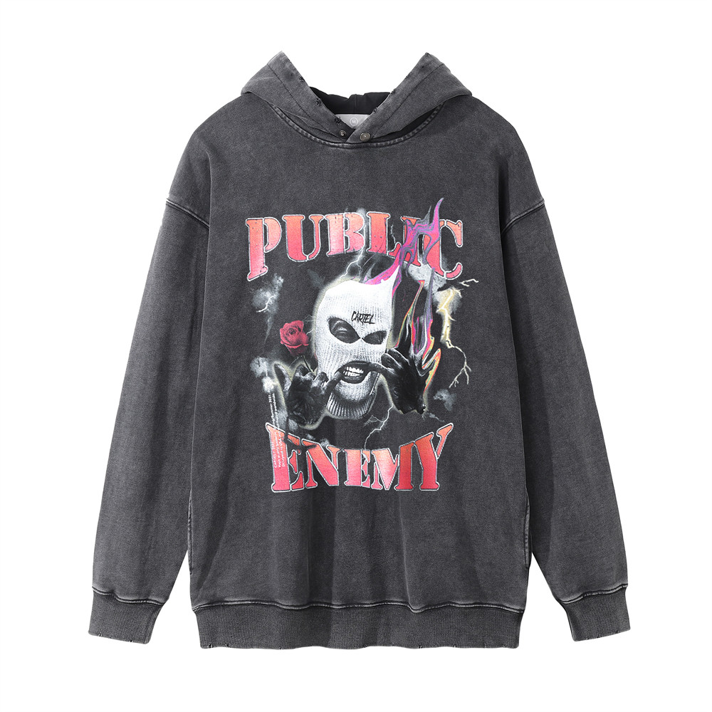 Printed Hoodie Men's Street Hip-hop Casual Worn Pullover 2404070123510324800