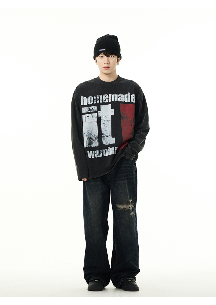Worn Out Street Loose T-shirt Top 2406160924580324700