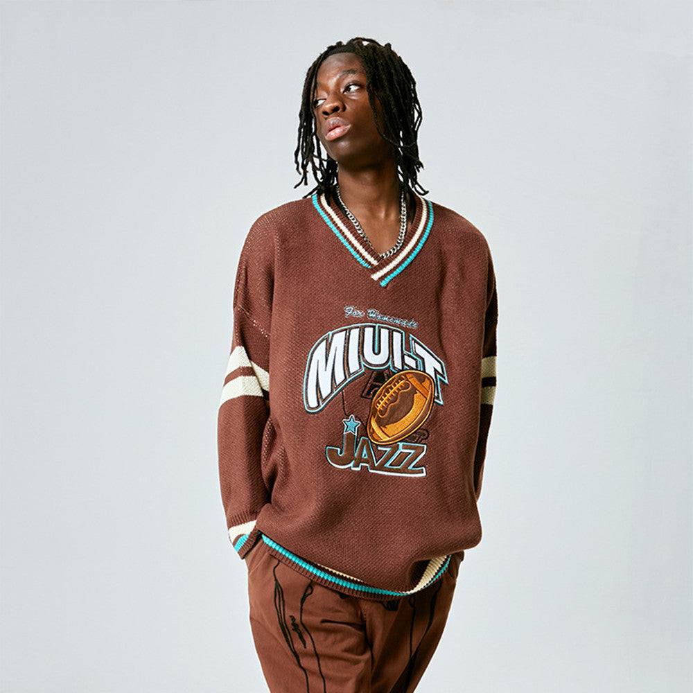 men's vintage sweater high street letters embroidered men's vintage sweater high street letters embroidered