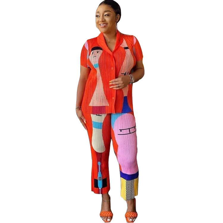 Street Villain Printed Short-sleeved Shirt Pleated Suit Women 553845f3 645c 4858 Af8a 3da91b7a70a3