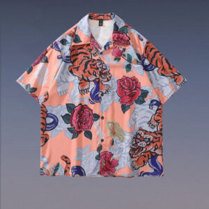 street retro fun floral print shirt for men
