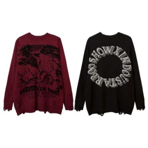lazy style interesting design sense street hip hop hiphop couple ripped sweater