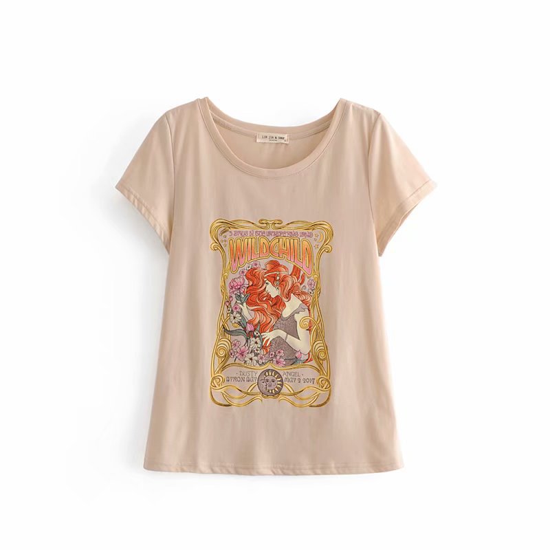 street print loose short sleeve t shirt for women street print loose short sleeve t shirt for women