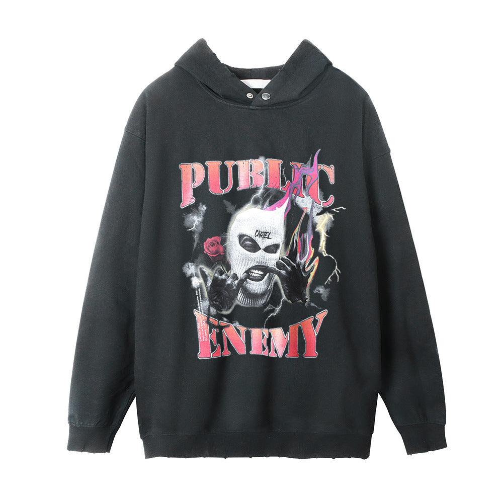 printed hoodie men's street hip hop casual worn pullover printed hoodie men's street hip hop casual worn pullover