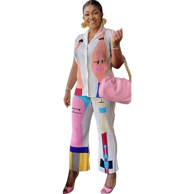 Street Villain Printed Short-sleeved Shirt Pleated Suit Women Bf3ebf60 15ca 440b 9aa1 53cc98842654