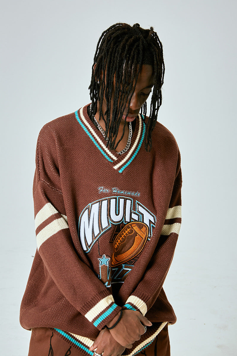 men's vintage sweater high street letters embroidered men's vintage sweater high street letters embroidered